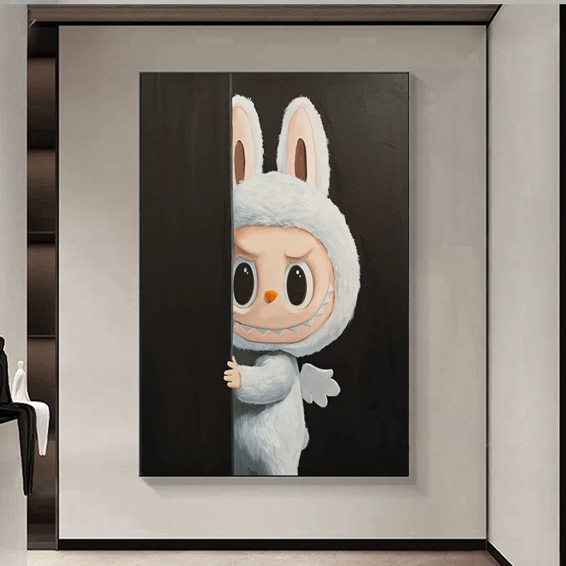 潮流拉布布挂画客厅玄关墙labubu装饰画可爱卡通壁画桌面艺术摆件