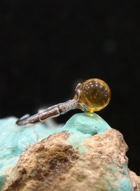 天然多米尼加虫珀戒指