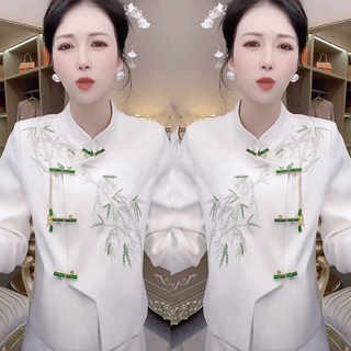 新中式国风禅意套装女2024春秋季新款名媛高端气质小香风两件套裙