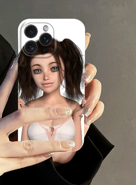 双马尾土酷少女二次元少女艺术小众适用高级感卡通iPhone16promax苹果15promax菲林手机壳新款13/12VIVO100