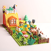 费乐大颗粒积木男孩农场动物牧场乐园场景儿童益智拼装 玩具模型