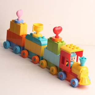 费乐大颗粒积木拼装字母数字小火车儿童益智拼插玩具男孩宝宝礼物