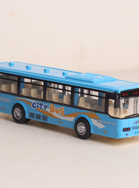 儿童城市公交车模型仿真巴士玩具男孩回力声音灯光大巴车玩具车