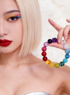 【虹遇】缤纷岛|原创彩虹多宝手串女13种天然材质渐变的幸运礼物
