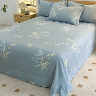 纯棉磨毛床单单件全棉加厚被单枕套三件套新款垫单四季1米5简约