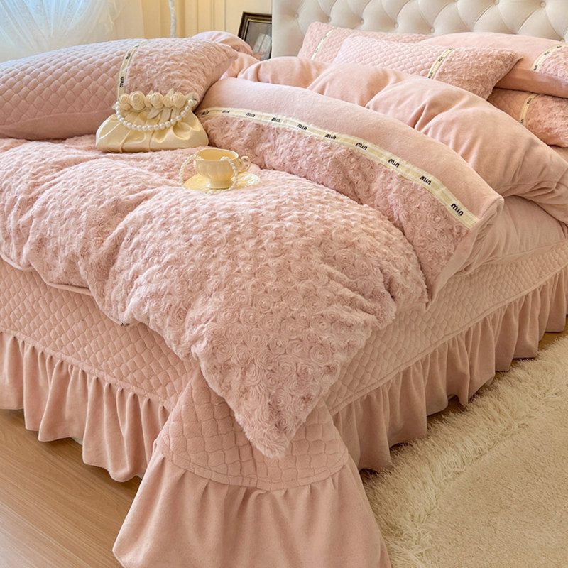 高档牛奶绒四件套冬季加厚法兰珊瑚绒夹棉床盖款床单被套床上用品,床上用品,床品套件/四件套/多件套,淘宝优惠券,粉丝福利购,淘宝优惠卷