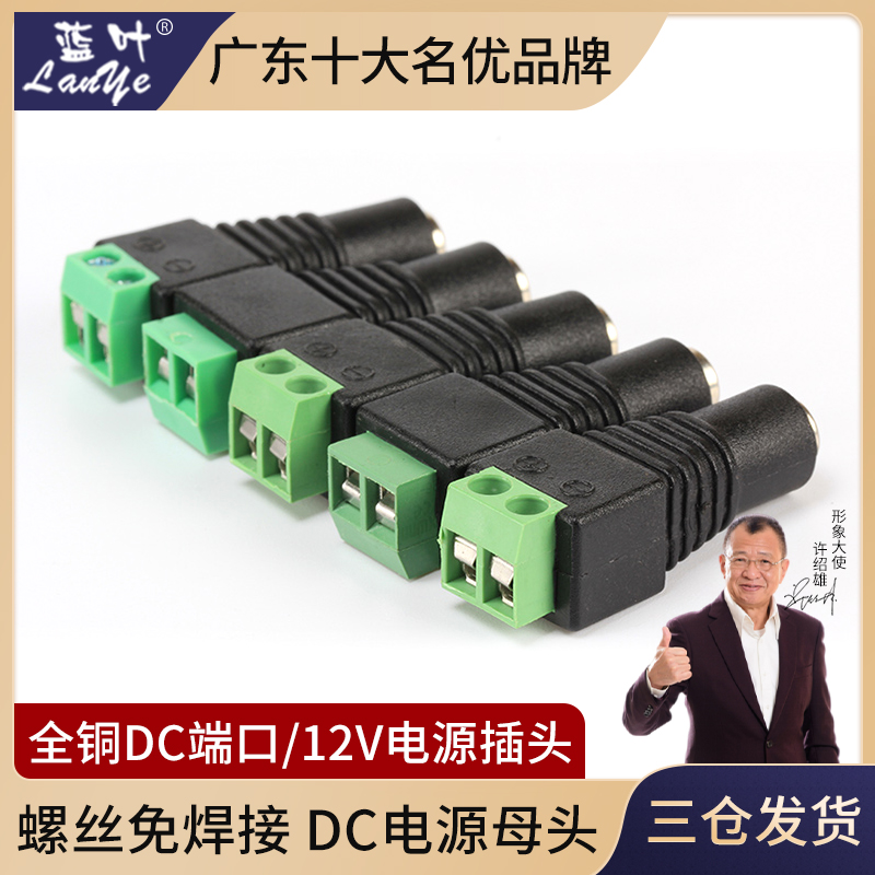 蓝叶纯铜芯DC插头红黑电源线监控专用电源公母接头电源母头12V-封面