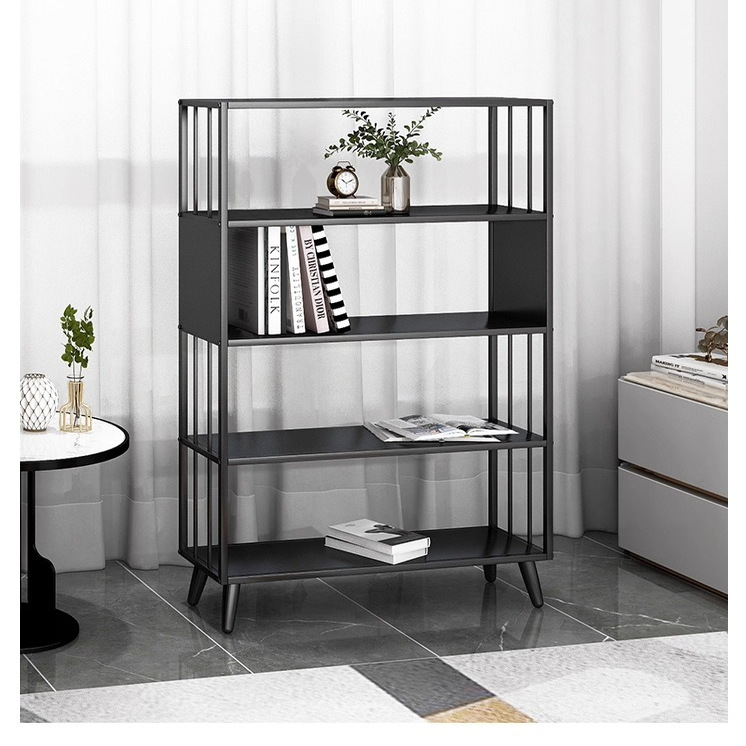 港羿 简易铁艺书架置物架落地客厅卧室内储物收纳架子办公书柜