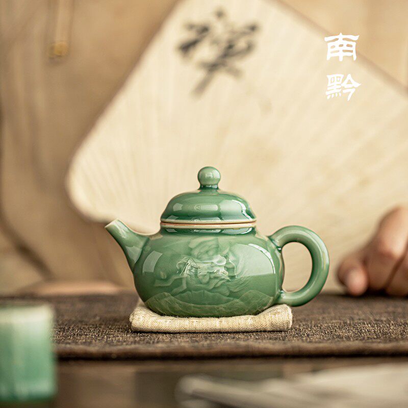 南黔青瓷茶壶单壶中式高档功夫茶具家用带过滤泡茶壶小号陶瓷茶器