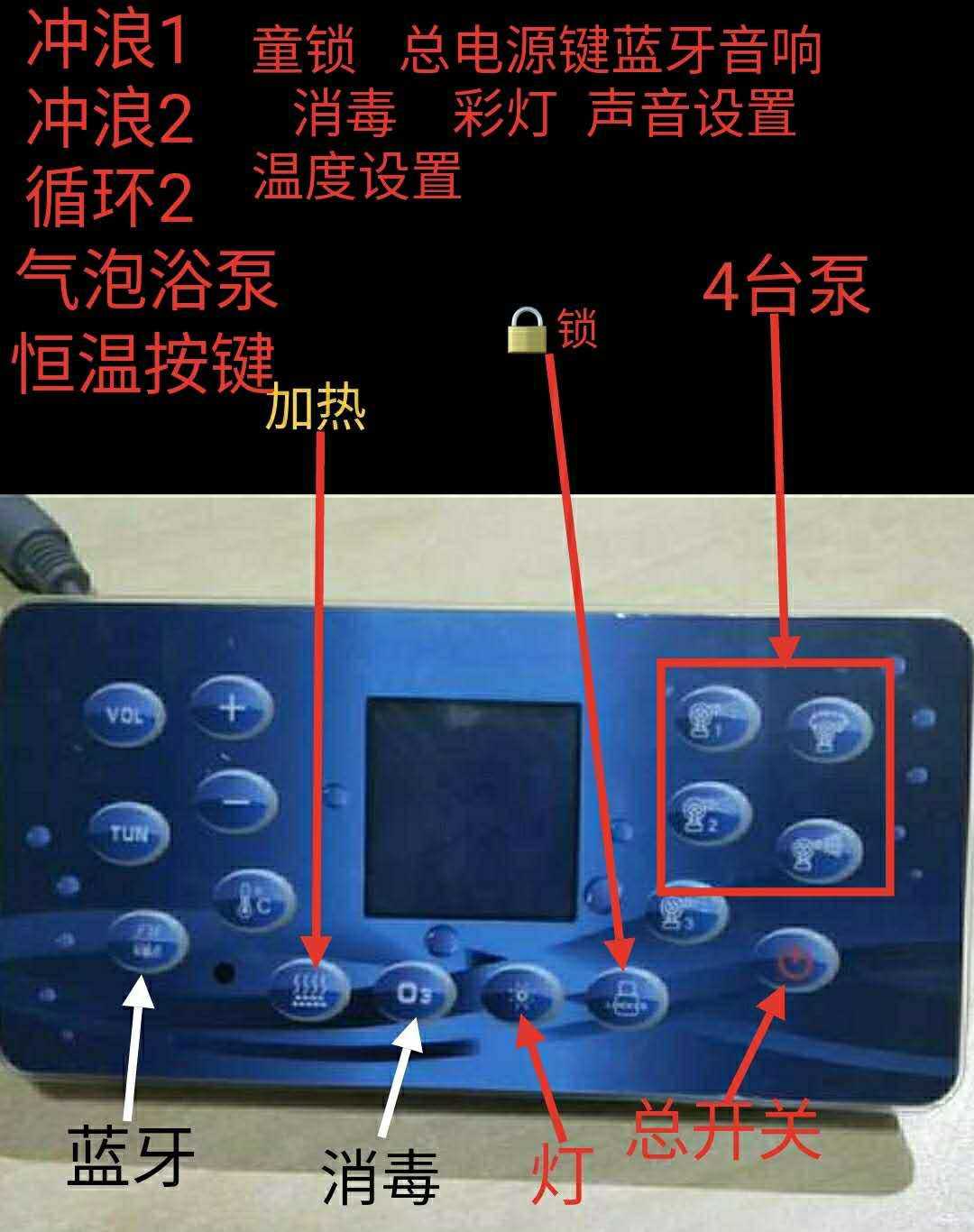 儿童大型游泳馆大池显示屏幕宝宝洗澡盆配件设备220V配装电箱浴缸