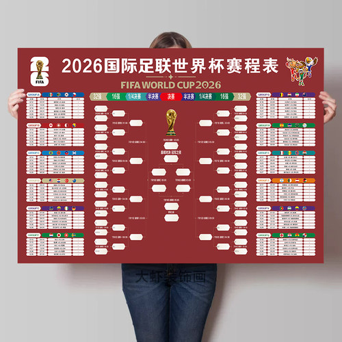 2026美加墨足球世界杯赛程表对阵表酒吧体育彩票店赛事装饰海报