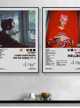Lil Peep利尔皮普挂画专辑封面欧美说唱嘻哈Trap音乐人有框装饰画