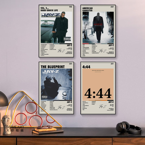 Jay Z专辑封面挂画英文嘻哈说唱歌手Rapper歌手音乐装饰画酒吧画