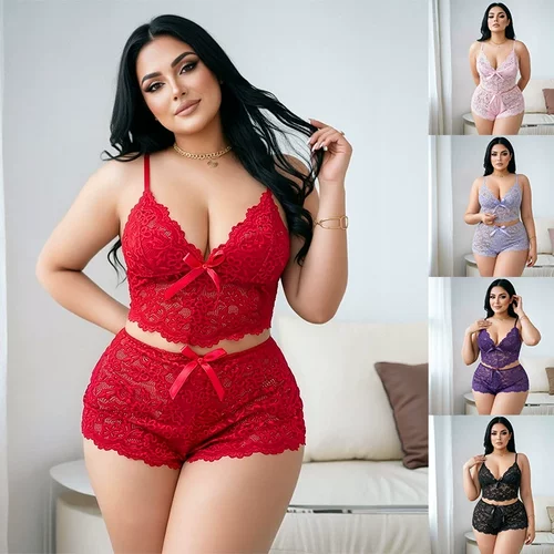 PlusSizeLacePajamaSet