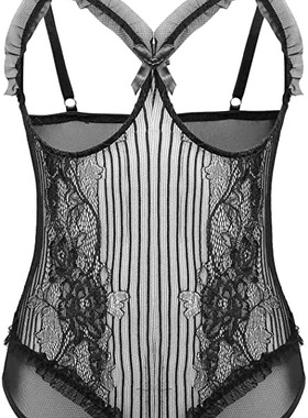 lace one-piece suspender underwear性感漏背蕾丝连体塑身内衣女