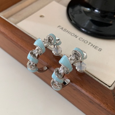 DSTYLE法式小众设计感蓝色耳环女