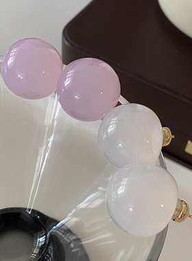 紫色果冻圆球耳钉2025新款爆款高级感球球耳环女简约小众设计耳饰