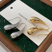 光面金属水滴耳环2025新款 高级感耳饰轻奢简约小众设计欧美风耳钉