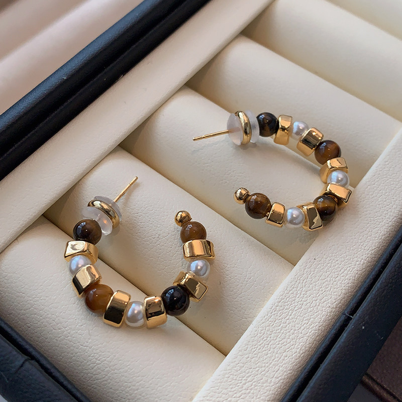 DSTYLE美拉德复古咖色天然石耳环