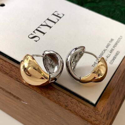 DSTYLE法式圆球金银撞色金属耳扣