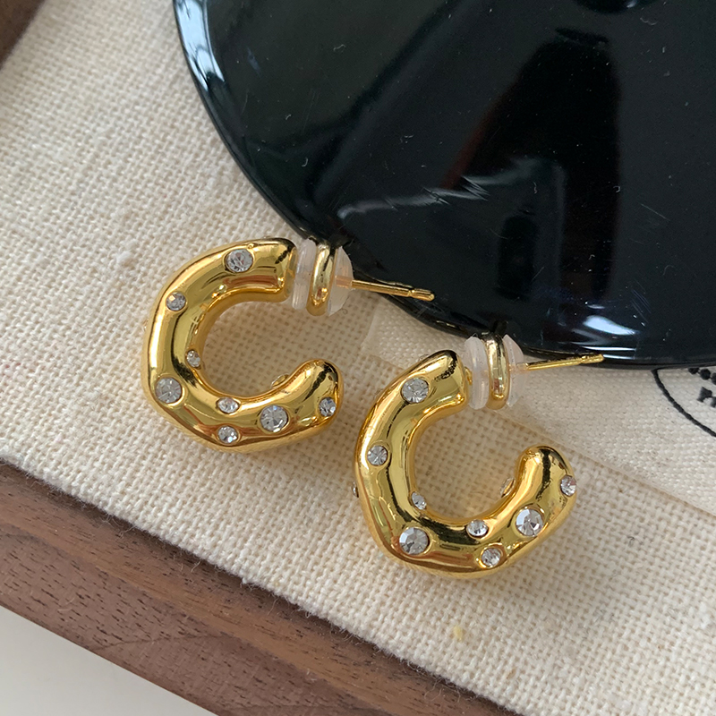 DSTYLE欧美金属镶钻C型耳钉
