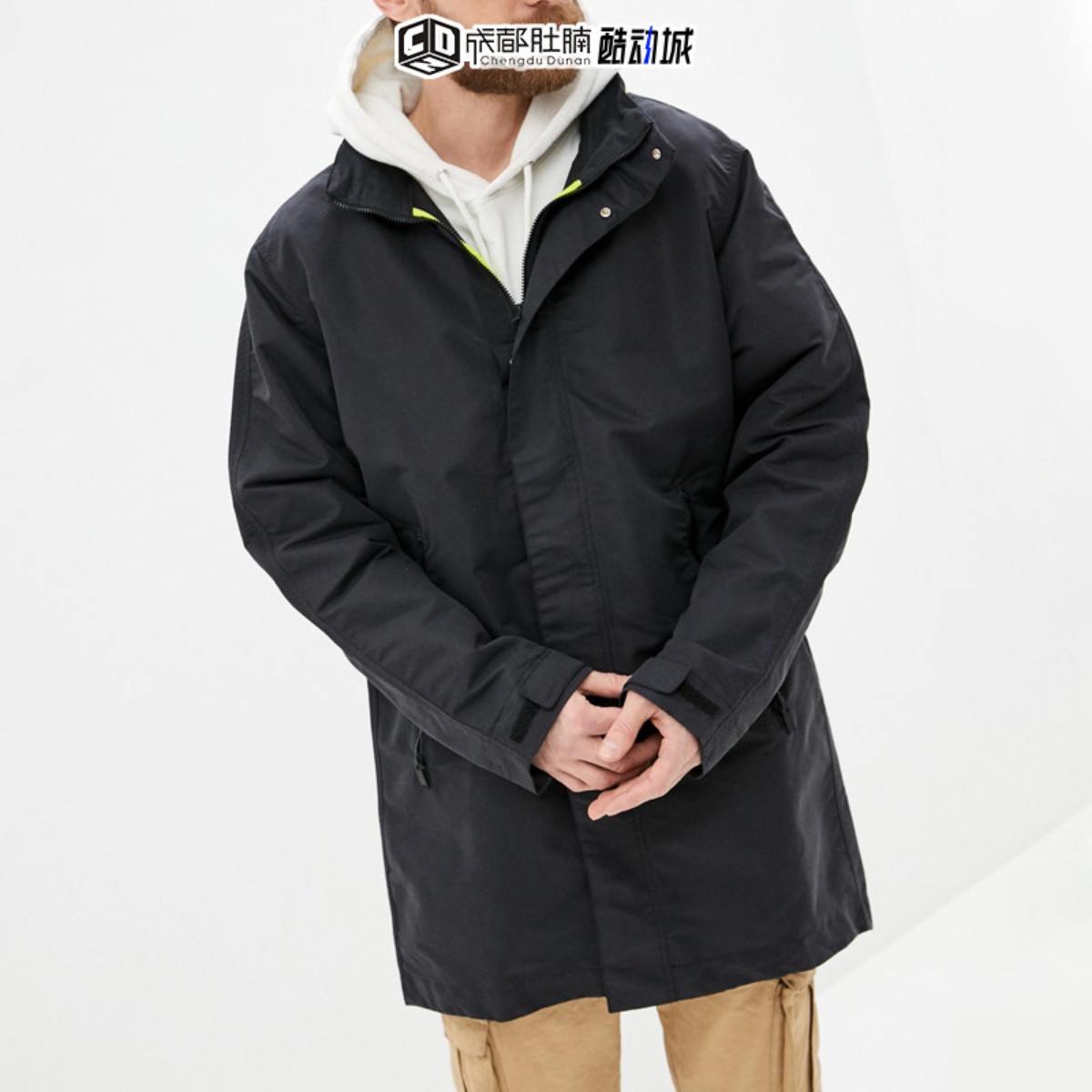 Adidas阿迪达斯男装秋季中长款户外防风衣运动休闲夹克外套GM3844