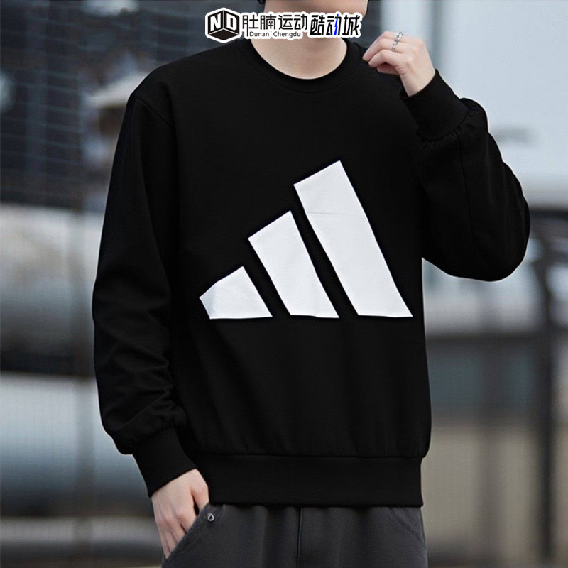 adidas阿迪达斯春秋男子大LOGO卫衣休闲百搭宽松上衣套头衫JE8949