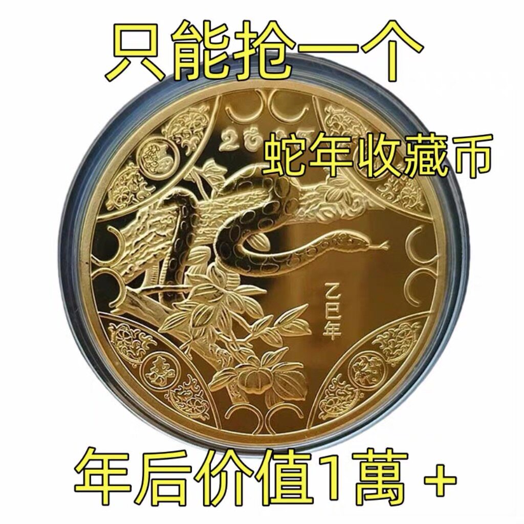 中国2025年纯沙金蛇年纪念币生肖金币纪念章摆件收藏金币送礼物