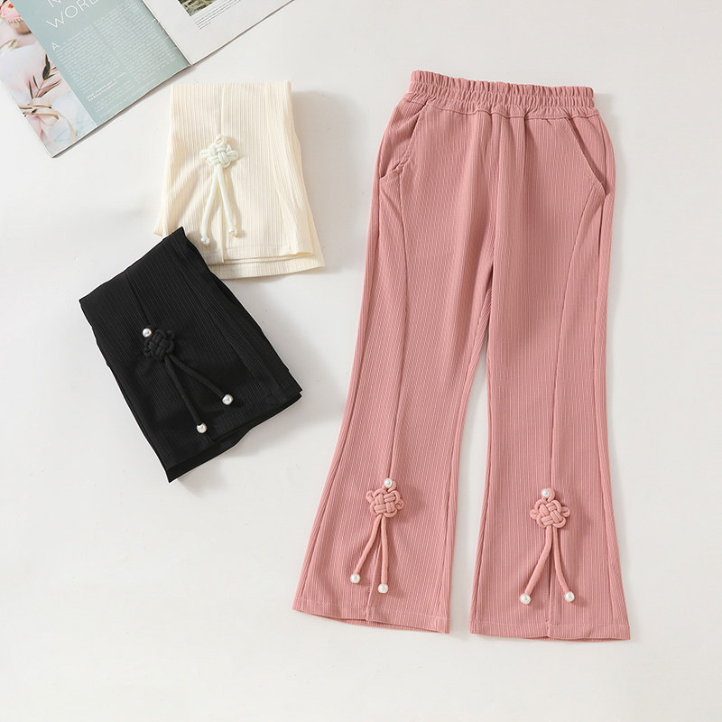 童装女中童夏季薄款裤子女孩中国风外穿修身喇叭裤洋气长裤3-8岁