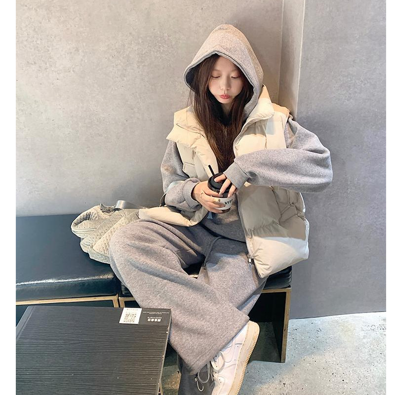韩系纯色立领羽绒棉服马甲女冬季