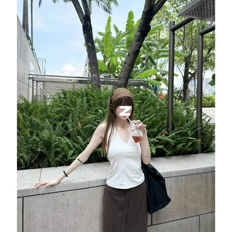 韩系百搭通勤修身显瘦v领背心女