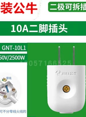 正品公牛二极 两脚两眼带接线柱插头10A GNT-10L1S