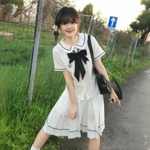 酥柒原创JK学院风波点长裙套装