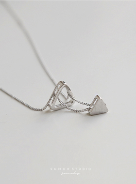 原创三角形吊坠纯银项链