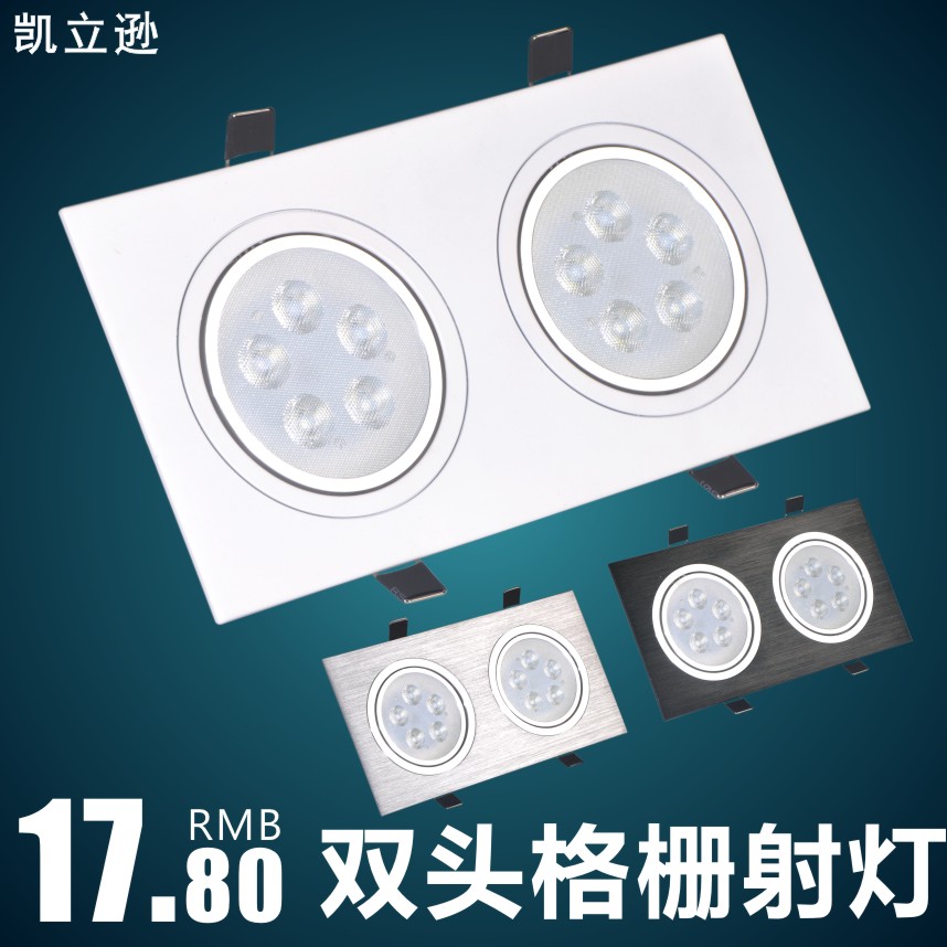 led双头射灯 双头筒灯 10w14w格栅灯斗胆灯 开孔10*20/8*16cm公分