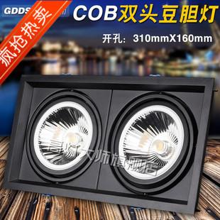 高led双头斗胆灯黑白cob射灯双头筒灯豆胆灯二头格栅灯超节能服装
