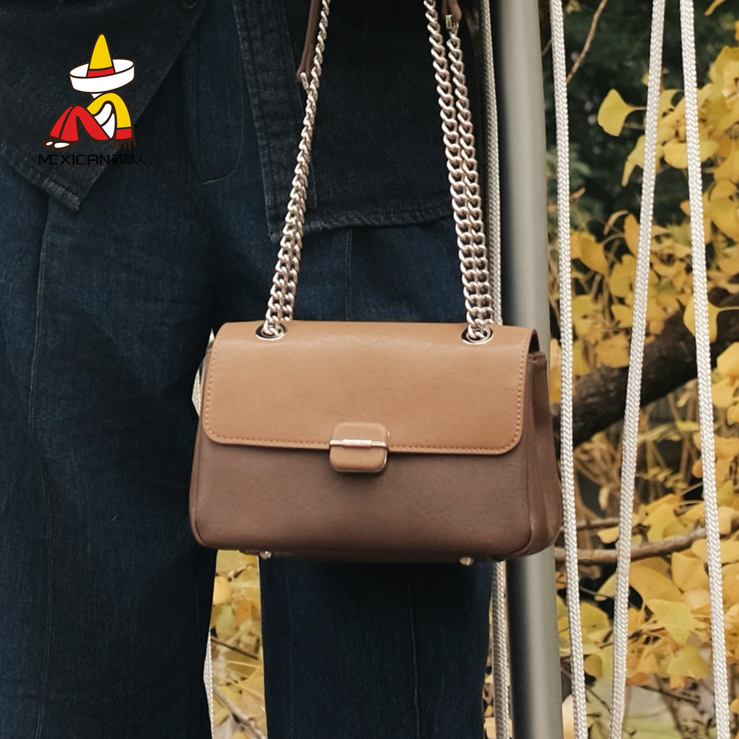 稻草人女包单肩腋下包包2025新款斜挎包高级感轻奢链条牛皮小方包,箱包皮具/热销女包/男包,小方包,淘宝优惠券,粉丝福利购,淘宝优惠卷