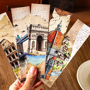 世界各地地标建筑书签30张复古手绘欧式历史名城古建筑收藏小卡片