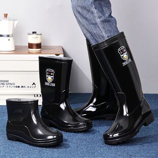 劳保男士雨鞋高筒短雨靴防水防滑加厚绒套耐酸碱特高水鞋厨房胶靴