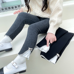 女小童冬季2023新款裤子·洋气时尚女孩韩版甜美加绒侧三角打底裤