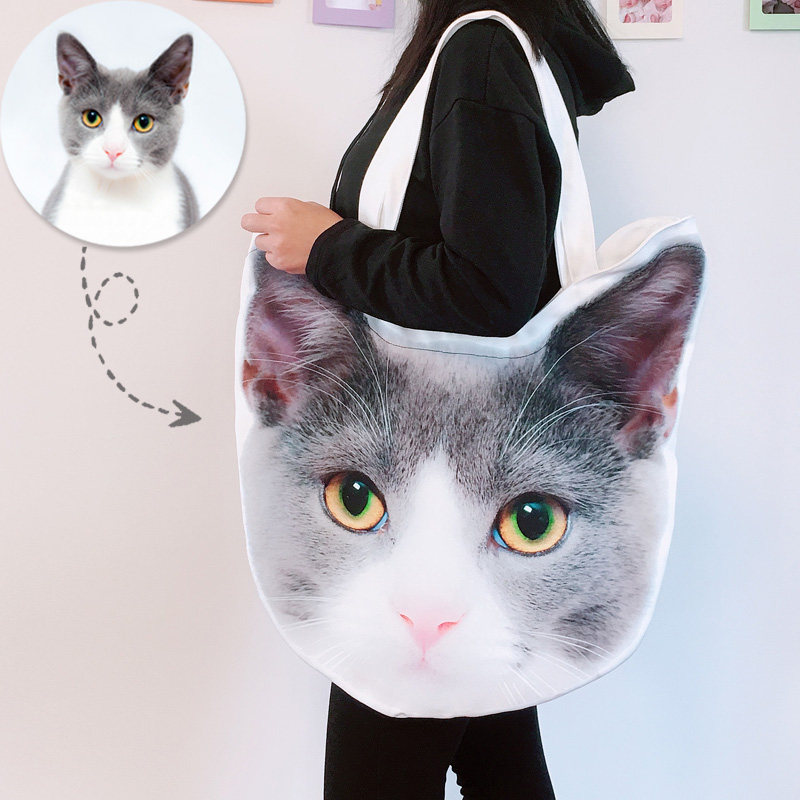 定制宠物猫狗异形帆布包包印logo卡通购物袋大容量环保手提布袋女