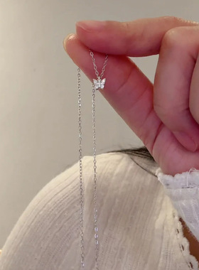 银色灵动小蝴蝶项链2025新款小巧精致轻奢高级感钛钢不掉色锁骨链