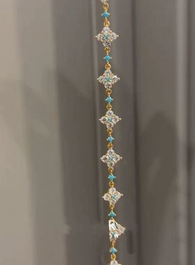 新款轻奢ins爆闪8花四叶草抽拉手链时尚百搭四叶花高碳钻手链女