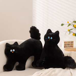 卡通小黑猫公仔小猫咪毛绒玩具