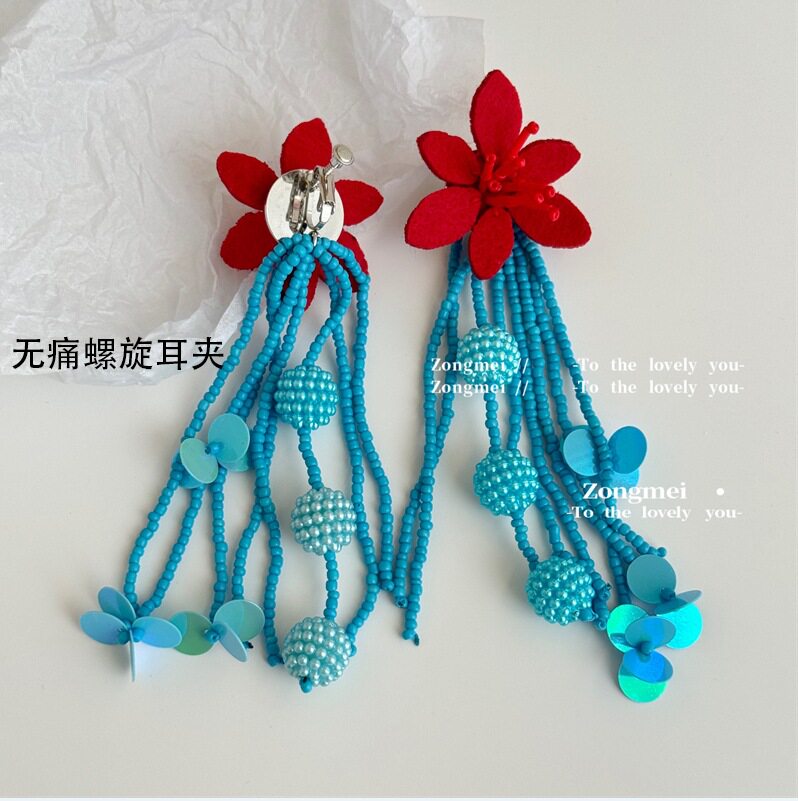 za明星街拍长款流苏耳环欧美风耳环