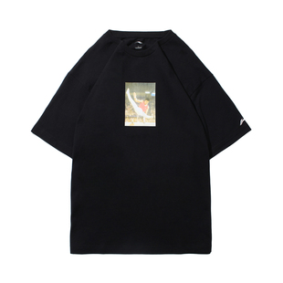 中国李宁运动短袖透气黑色纽约时装周走秀款男女同款T恤AHSN741