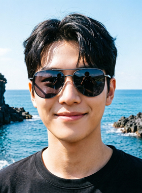 韩国网红主播半框太阳眼镜男女蛤蟆镜茶色旅游徒步夏季遮阳墨镜潮