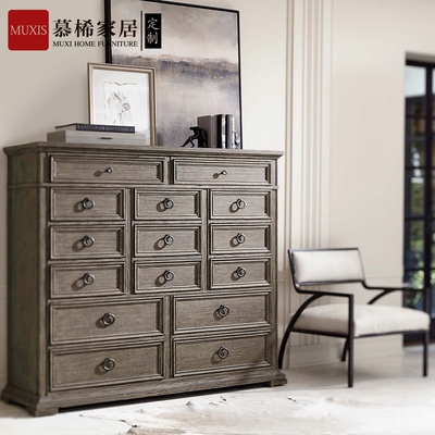 复古风美式实木别墅主卧储物柜