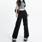 休闲裤 裤 子女胖m显瘦梨型身材微胖穿搭 工装 韩婷l高腰垂感阔腿美式