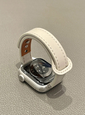 简约双钉皮质细款苹果S10表带适用AppleWatch苹果S9手表带87654代
